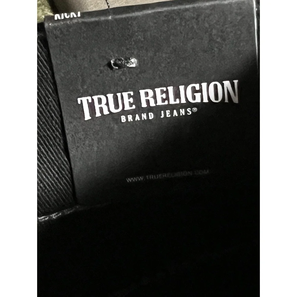 $159 NWT  True Religion Ricky‎ Flap Relaxed Jeans Black WORLD TOUR BUDDHA 32x32